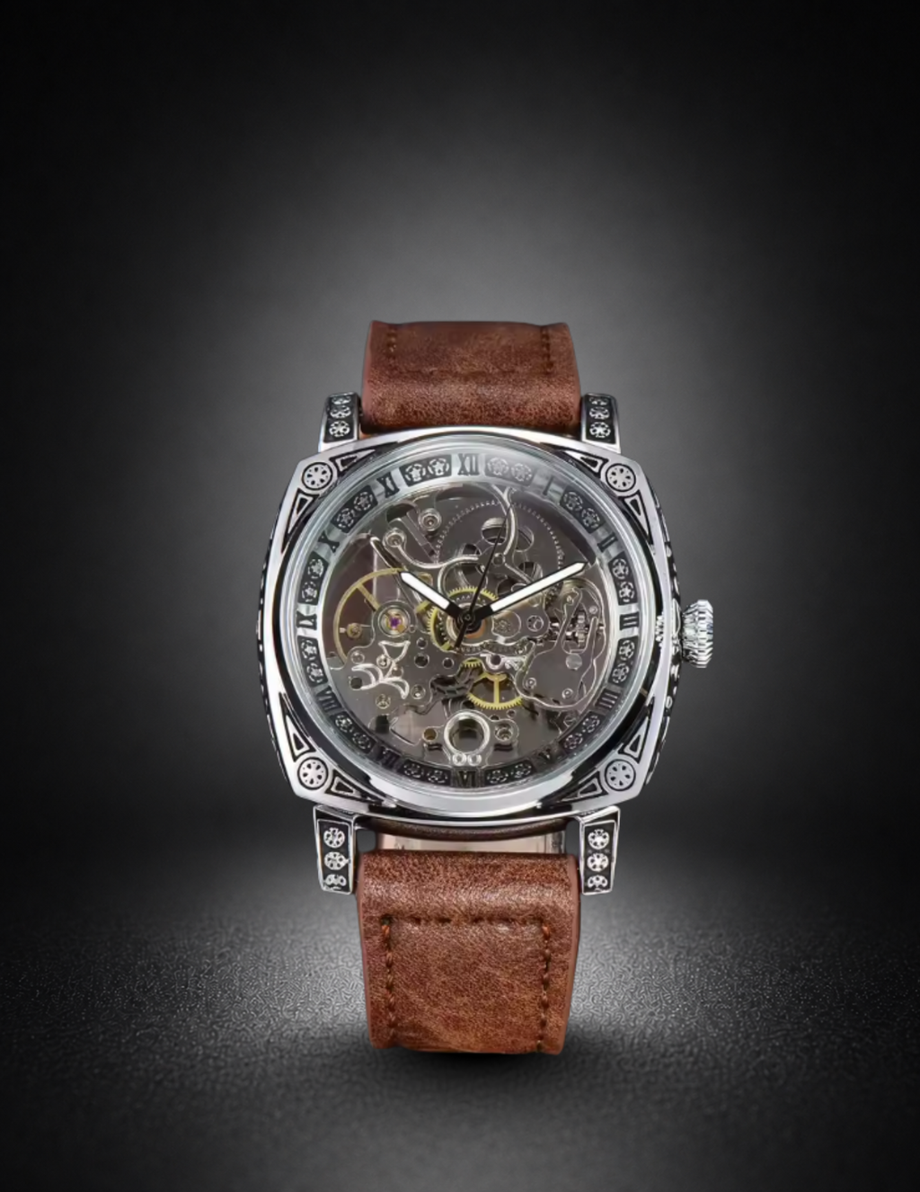 Retro Square L8071  | Brown & Silver