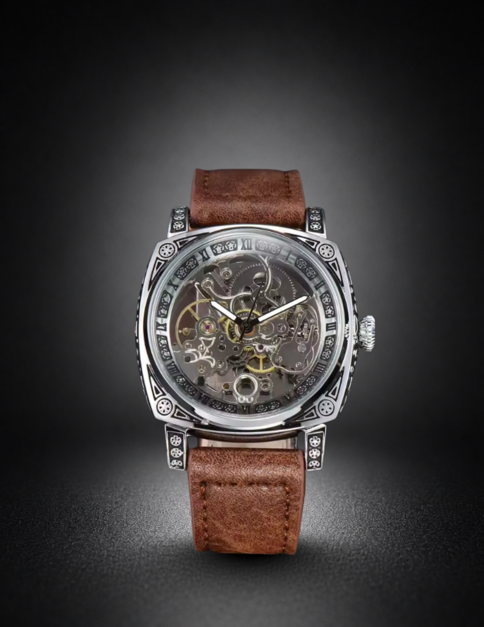 Retro Square L8071  | Brown & Silver
